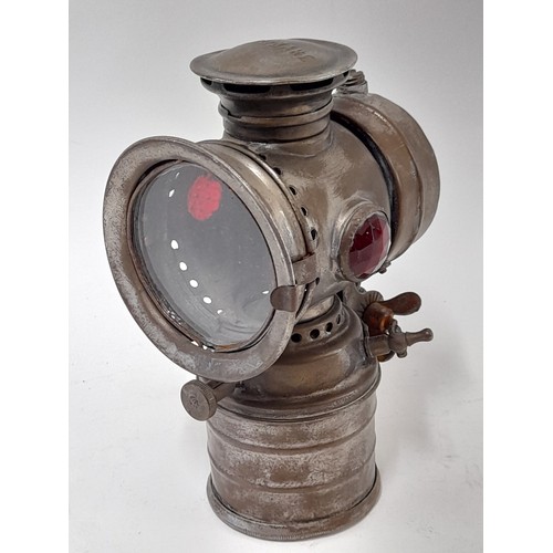 551 - Vintage Cycle Carbide Lamp marked VITAPHARE. Brass with traces of Nickel Plate, 20cm high