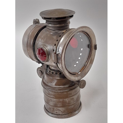 551 - Vintage Cycle Carbide Lamp marked VITAPHARE. Brass with traces of Nickel Plate, 20cm high