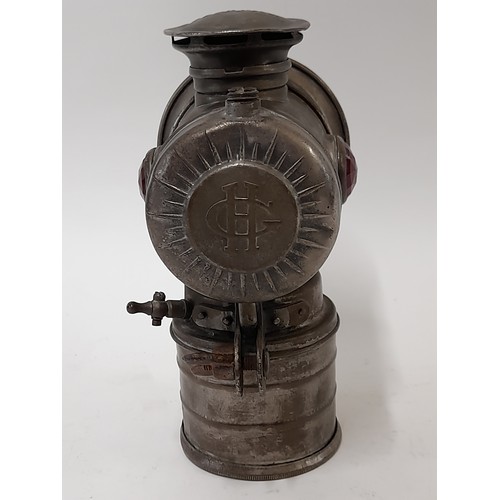 551 - Vintage Cycle Carbide Lamp marked VITAPHARE. Brass with traces of Nickel Plate, 20cm high