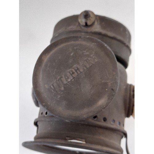 552 - Vintage Cycle Carbide Lamp marked Vitaphare, 20cm high