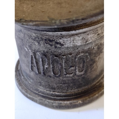 553 - Vintage Cycle Carbide Lamp marked APOLLO, 20cm high