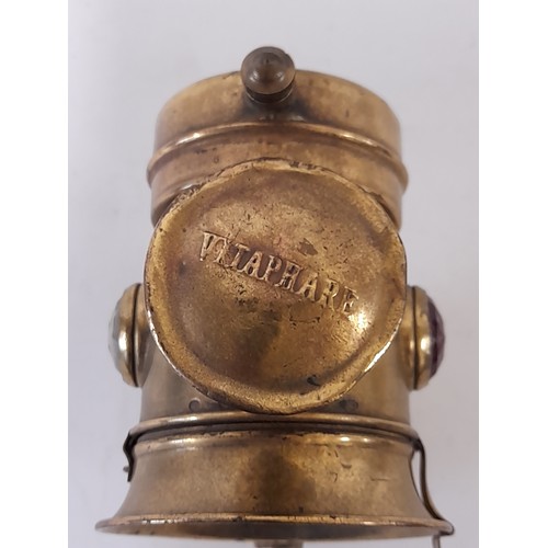 559 - Vintage Brass Cycle Carbide Lamp marked VITAPHARE, 20cm high