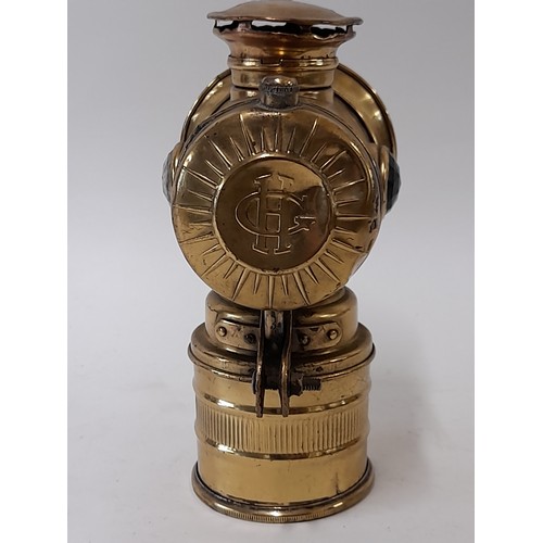 560 - Vintage Brass Cycle Carbide Lamp marked VITAPHARE, 20cm high