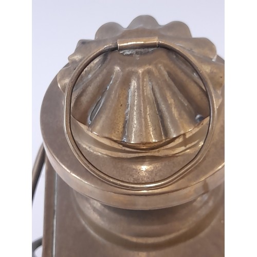 563 - Brass Four Sided Storm Lantern, 26cm x 13cm x 13cm