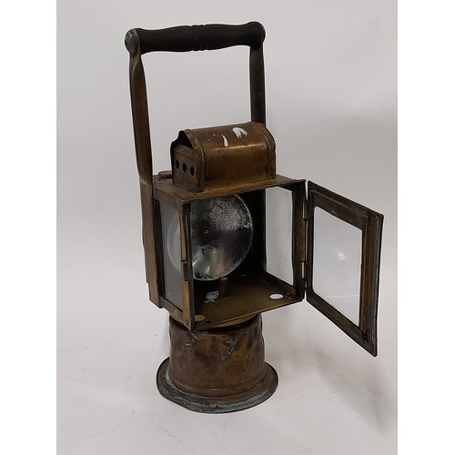 565 - Vintage Brass French Railroad Lamp 35cm high