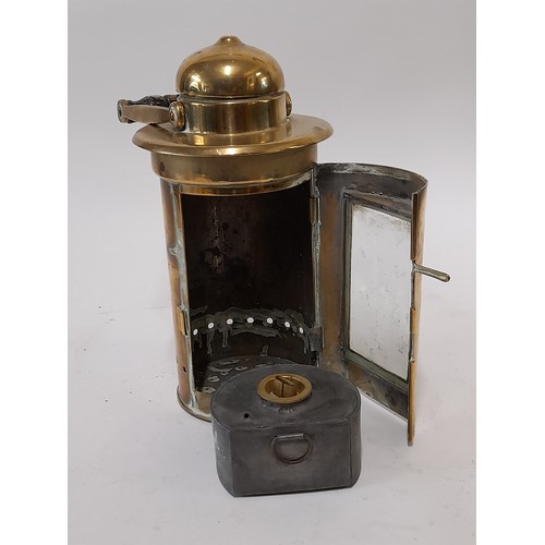 568 - Brass Ships Binnacle Lamp, 27cm high