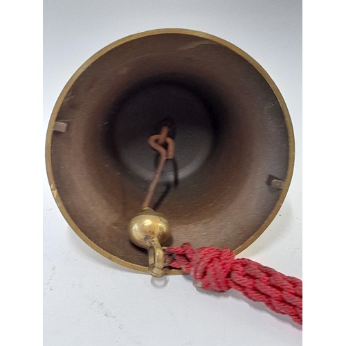 572 - Brass Bell for Wall Mounting with BH Monogram to front, 15cm diameter x 15cm high plus Bracket