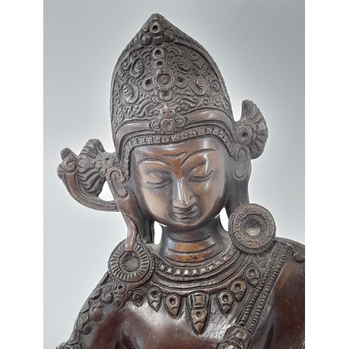 578 - Heavy Bronze Asian Figure possibly Shri Indre, 24cm high