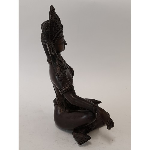 578 - Heavy Bronze Asian Figure possibly Shri Indre, 24cm high