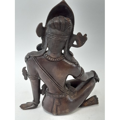 578 - Heavy Bronze Asian Figure possibly Shri Indre, 24cm high