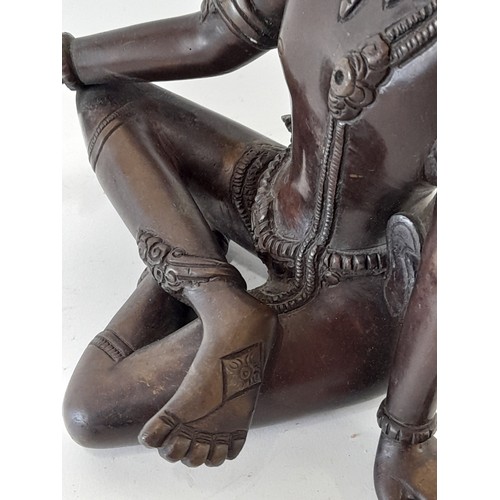 578 - Heavy Bronze Asian Figure possibly Shri Indre, 24cm high