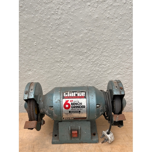 709 - Used in working order Clarke Six inch dual Bench Grinder.