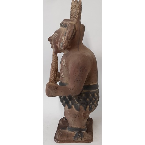 586 - Mexican Terracotta figure of a Corn God, 46cm high x 23cm wide