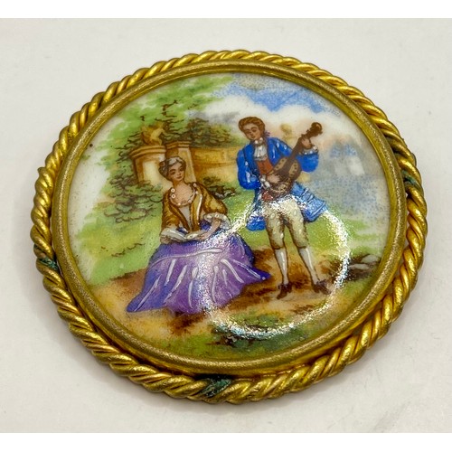 497 - Similar to Previous Lot. Set of Four Ceramic French Limoges Cameo Brooches. Largest 6cm x 4.5cm (4)