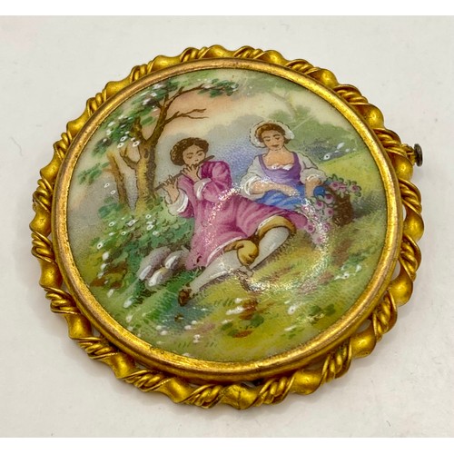 498 - Similar to Previous Lot. Set of Three Ceramic French Limoges Cameo Brooches. Largest 5cm Diameter. (... 