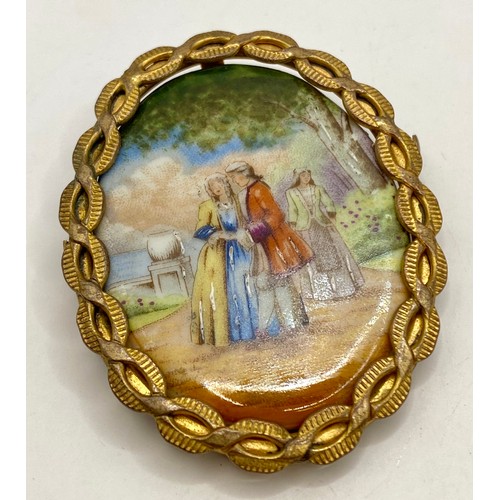 499 - Set of Five Continental Ceramic and Metal Cameo Brooches with Varying Designs. Largest 5.5cm x 4.5cm... 