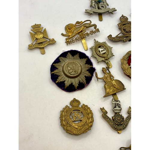 641 - Quantity of Military and Police Metal Badges and Brooches to Include Royal Engineer, The Queens Lanc... 