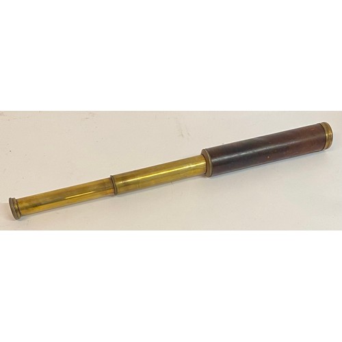 642 - Vintage Parker - Heston 40X Leather Bound Brass Three Draw Telescope. Opened Length 61cm