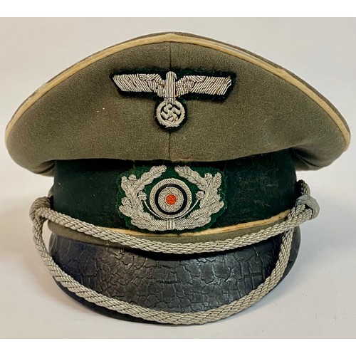 646 - Military German Infantry Officer’s  Style Peaked Visor Cap 24cm x 23cm x 17cm