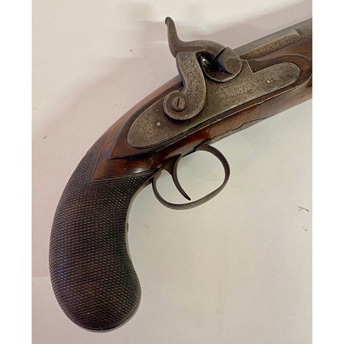 652 - Large Vintage Flintlock Percussion Pistol 37cm Length