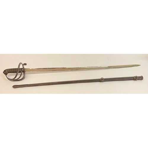 656 - Vintage Military 1821 Pattern Possibly British Light Cavalry Officers Sword and Scabbard 98cm Length