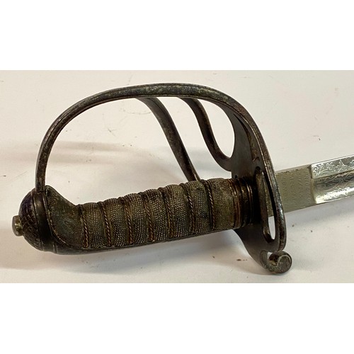 656 - Vintage Military 1821 Pattern Possibly British Light Cavalry Officers Sword and Scabbard 98cm Length