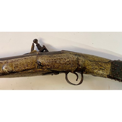 660 - Large Eastern Style Decoration Flintlock Long Rifle 179cm Length