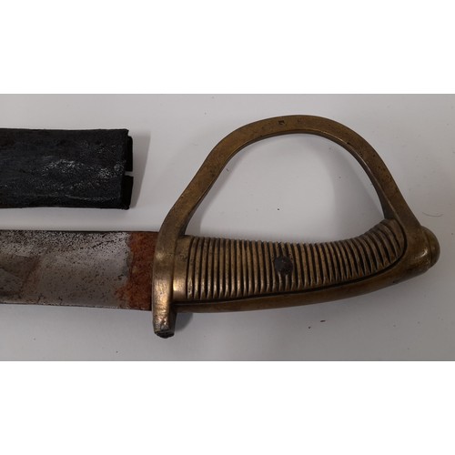 671 - Mid 19thC Belgian Artillery Gunners Briquet/Hanger/Sword with Scabbard, Blade 59cm long