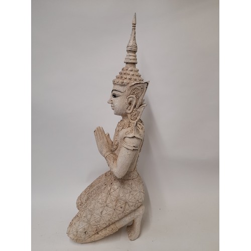 619 - Large wood Painted Buddha Figure, 80cm high