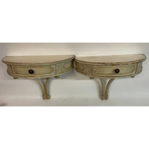 16 - Pair Of Small French Painted Console Tables. 48 x 34 x 22 cms (2)