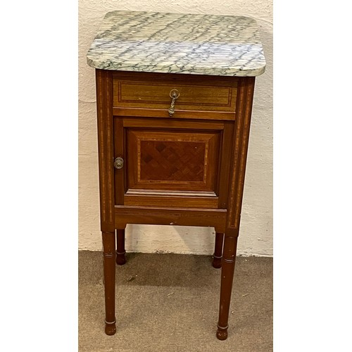 17 - French Marble Top Night Stand. 183 x 40 x 40 cms