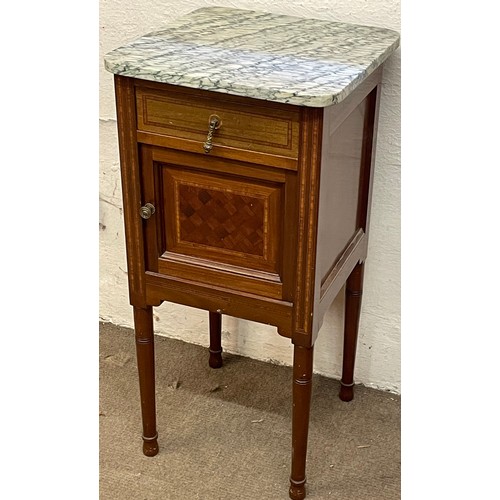 17 - French Marble Top Night Stand. 183 x 40 x 40 cms