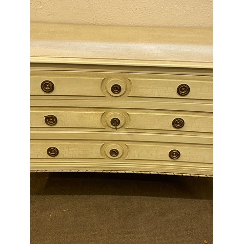 29 - Vintage French Crackle Glaze Three Drawer Chest. 110 x 82 x 49 cms