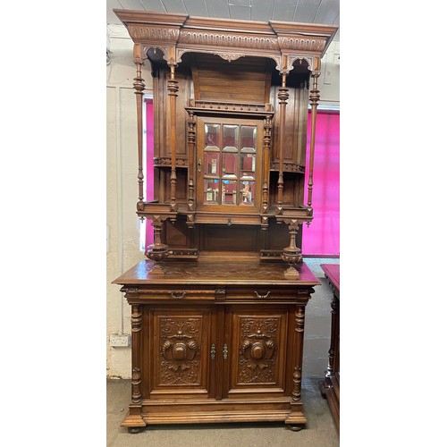 37 - Similar To Previous Lot Large Profusely Carved Hunt Style Cupboard With Carved Wood Decoration 130 x... 