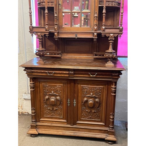 37 - Similar To Previous Lot Large Profusely Carved Hunt Style Cupboard With Carved Wood Decoration 130 x... 