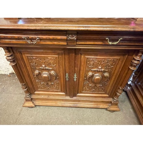 37 - Similar To Previous Lot Large Profusely Carved Hunt Style Cupboard With Carved Wood Decoration 130 x... 