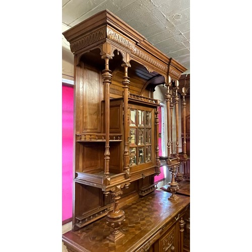 37 - Similar To Previous Lot Large Profusely Carved Hunt Style Cupboard With Carved Wood Decoration 130 x... 