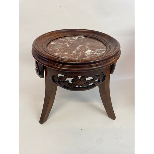 38 - Vintage Chinese Marble Top Stand. 34 x 34 x 30 cms