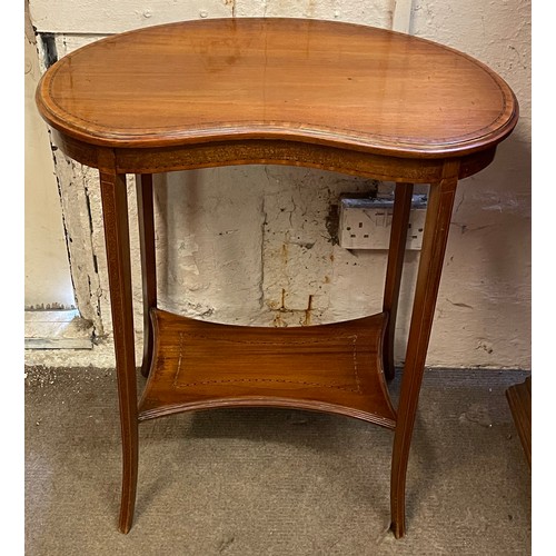 42 - Inlaid Kidney Shaped Occasional Table. 62 x 39 x 70 cms