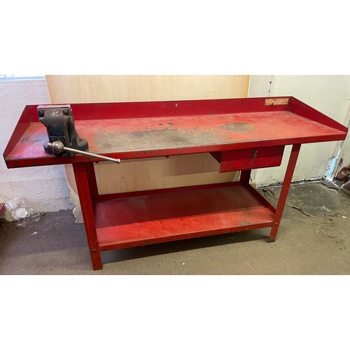 721 - Large Steel American Pro Work Bench With Vice And Locking Drawer.