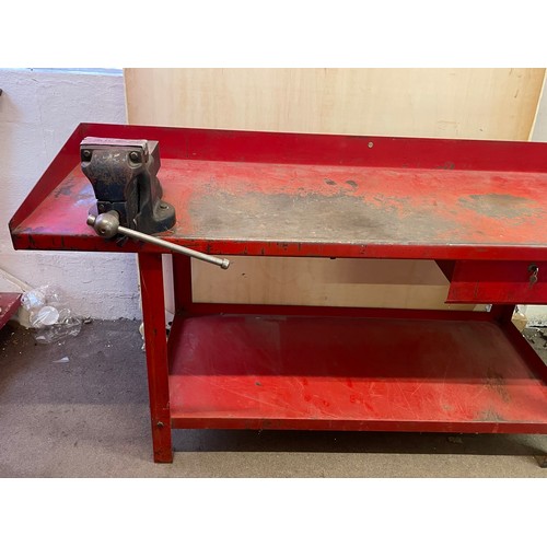 721 - Large Steel American Pro Work Bench With Vice And Locking Drawer.