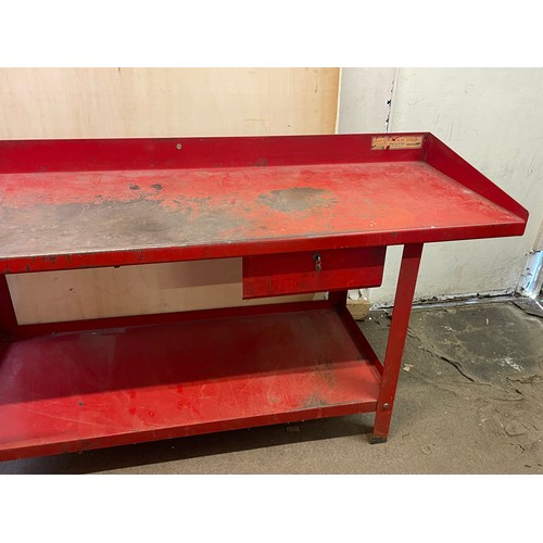 721 - Large Steel American Pro Work Bench With Vice And Locking Drawer.