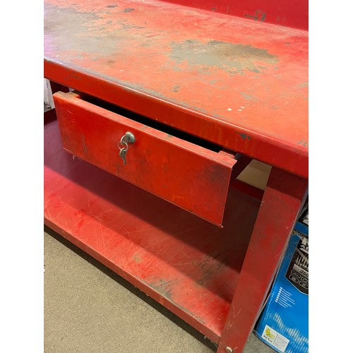 721 - Large Steel American Pro Work Bench With Vice And Locking Drawer.