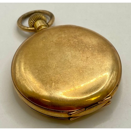 491A - A Vintage Gold Plated Half Pocket Watch in Box. 91.76g Weight. Pocket watch 7.5cm x 5cm