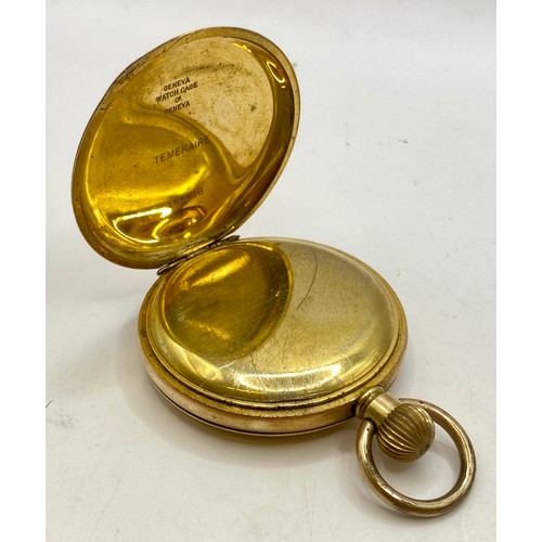 491A - A Vintage Gold Plated Half Pocket Watch in Box. 91.76g Weight. Pocket watch 7.5cm x 5cm