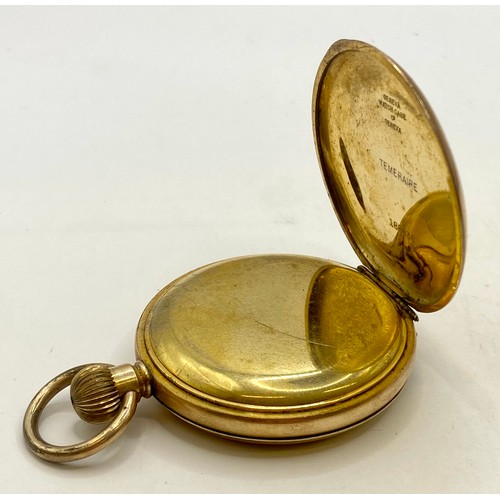 491A - A Vintage Gold Plated Half Pocket Watch in Box. 91.76g Weight. Pocket watch 7.5cm x 5cm