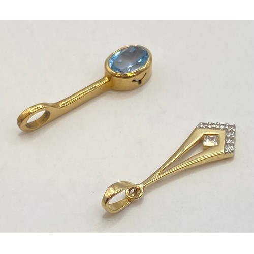 494A - Two Pendants, One Hallmarked 9ct Gold With Aquamarine Stone and One Hallmarked 375 9ct Gold Jewel St... 