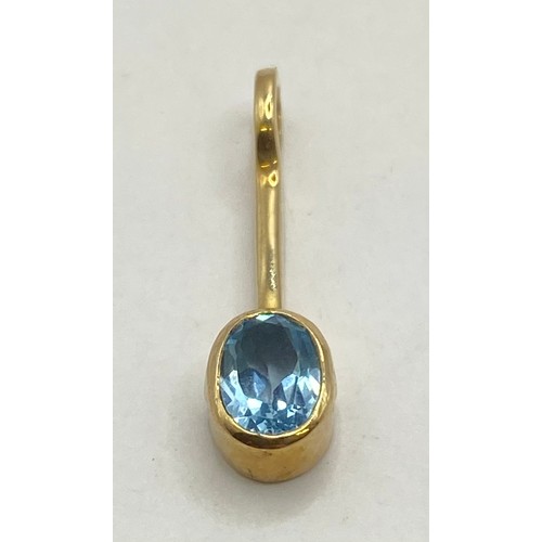 494A - Two Pendants, One Hallmarked 9ct Gold With Aquamarine Stone and One Hallmarked 375 9ct Gold Jewel St... 