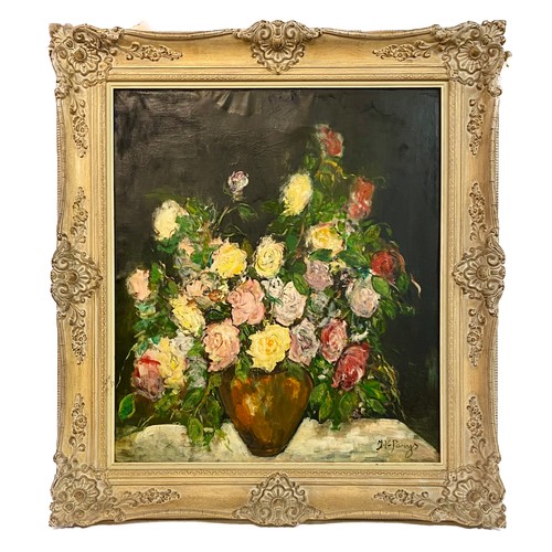 71 - Large Ornate Framed Acrylic/Oil on Canvas Painting Depicting a Floral Scene, Signature to Bottom Rig... 
