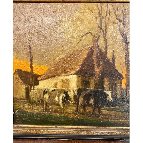 72 - Framed Continental Acrylic/Oil on Canvas  Painting Depicting Cattle Farm Scene, Signature to Bottom ... 